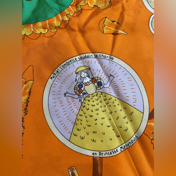 Hermes Orange L'Ombrelle Magique Silk Scarf - Picture 5 of 9